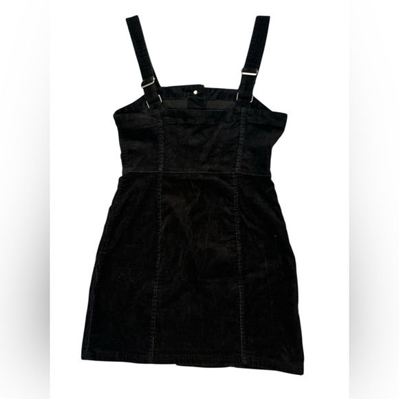 Divided black corduroy overall button-up skirt - Picture 2 of 2